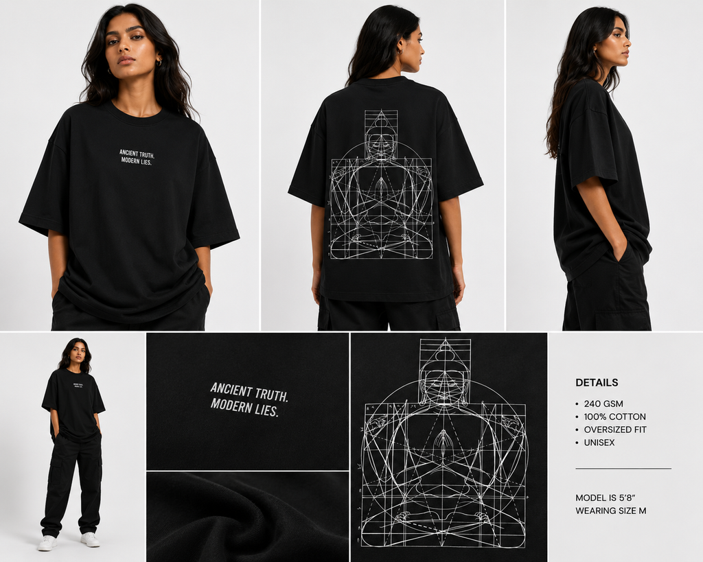 Buddha Heritage Glitch | Unisex Terry Oversized Tee