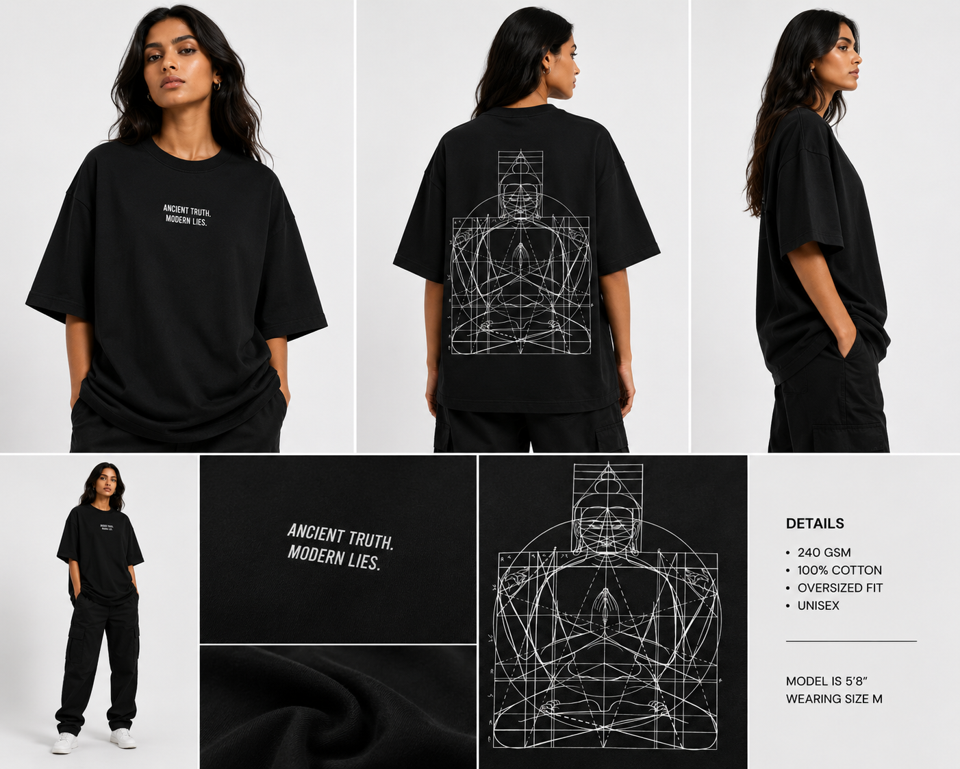 Buddha Heritage Glitch | Unisex Terry Oversized Tee